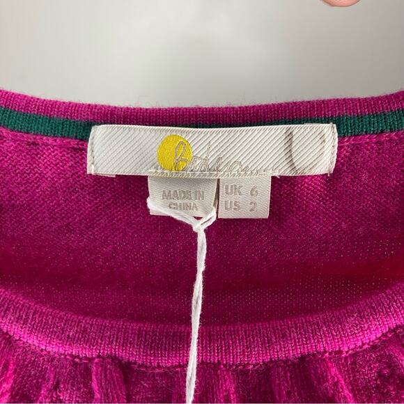 NWT BODEN Merino Knitted T-shirt Sweater Hot Pink Merino Wool 2 - Picture 5 of 7